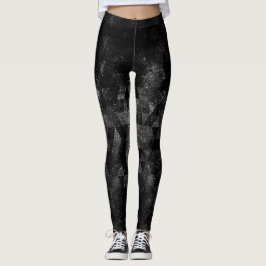 Schwarz-weißes geometrisches funkelnd Universum ab Leggings