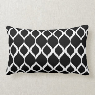 Schwarz-weißes geometrisches Ikat-Tribal-Druckmus Lendenkissen