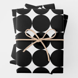 Schwarz-weißes geometrisches Kreismuster nach hint Geschenkpapier Set