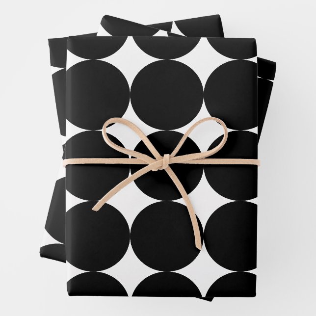 Schwarz-weißes geometrisches Kreismuster nach hint Geschenkpapier Set (Beispiel)