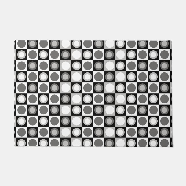 Schwarz-weißes geometrisches Muster des MCM Fußmatte (Vorderseite)