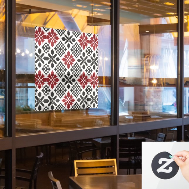 Schwarz-weißes geometrisches Muster Fensteraufkleber (Restaurantfenster)