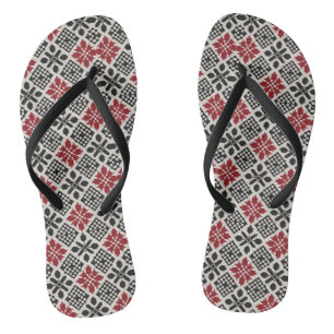 Schwarz-weißes geometrisches Muster Flip Flops
