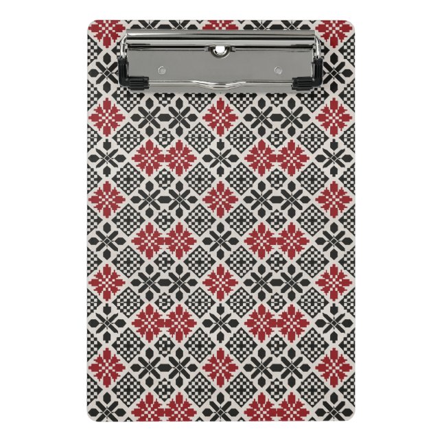 Schwarz-weißes geometrisches Muster Mini Klemmbrett (Vorderseite)