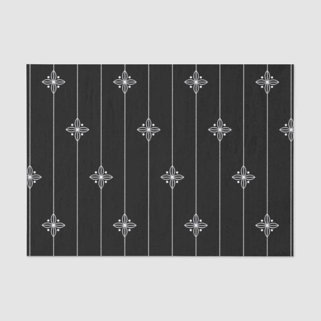 Schwarz-weißes geometrisches Muster Seidenpapier (Vorderseite)