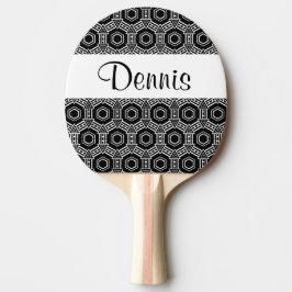 Schwarz-weißes geometrisches Pingpongpaddel Tischtennis Schläger