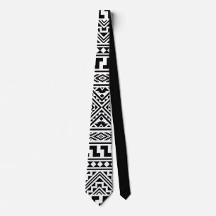 Schwarz-weißes geometrisches Stammmuster Aztec Boh Krawatte