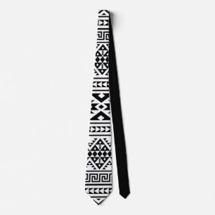 Schwarz-weißes geometrisches Stammmuster Aztec Boh Krawatte