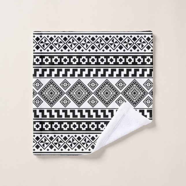 Schwarz-weißes geometrisches Stammmuster Aztec Boh Waschlappen (Waschlappen)