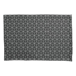 Schwarz-weißes geometrisches Würfelmuster Kissenbezug