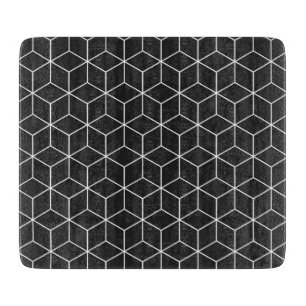 Schwarz-weißes geometrisches Würfelmuster Schneidebrett