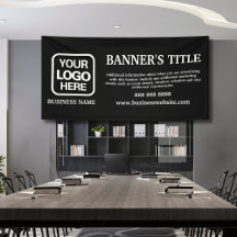 Schwarz-weißes Geschäftsbanner für moderne Logos