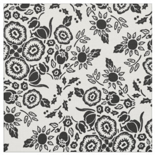 Schwarz-weißes Gewebe aus Floral Damask Stoff