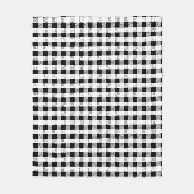 Schwarz-weißes Gingham-Muster-Design Fleecedecke (Vorderseite)