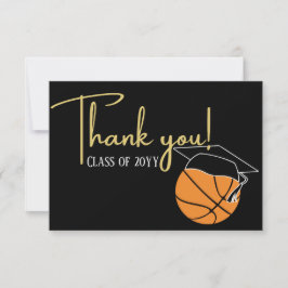Schwarz-weißes Gold Basketball Abschluss Dankeskarte