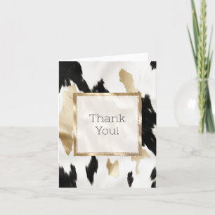 Schwarz-weißes Gold Glam Cowhide Südwesten Vielen  Dankeskarte
