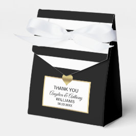 Schwarz-weißes Gold Heart Gastgeschenk Geschenkschachtel