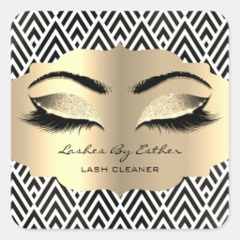 Schwarz-weißes Gold LashesName Cleaner Square Make Quadratischer Aufkleber