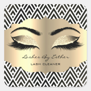 Schwarz-weißes Gold LashesName Cleaner Square Make Quadratischer Aufkleber