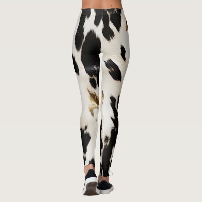Schwarz-weißes Gold Südwestküste Leggings (Rückseite)
