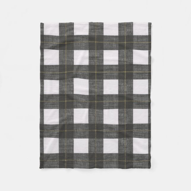 Schwarz-weißes Goldkarierte Fleece-Decke Fleecedecke (Vorderseite)