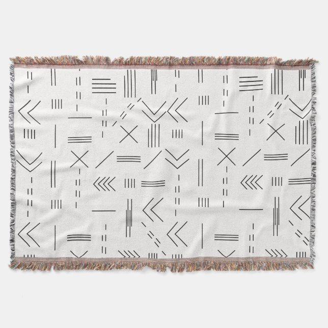 Schwarz-weißes Gorgees Modern Geometric Muster Decke (Vorderseite)