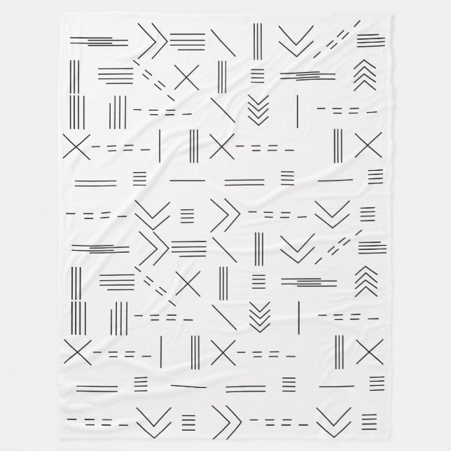 Schwarz-weißes Gorgees Modern Geometric Muster Fleecedecke (Vorderseite)