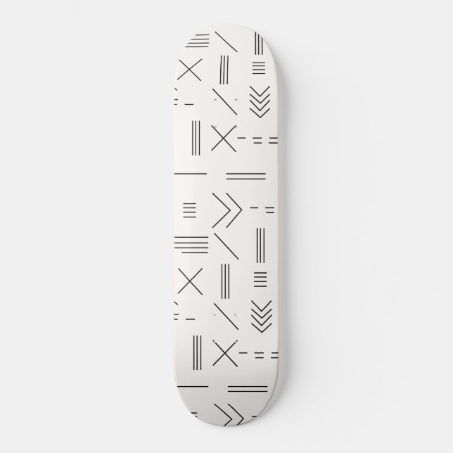 Schwarz-weißes Gorgees Modern Geometric Muster Skateboard (Vorderseite)