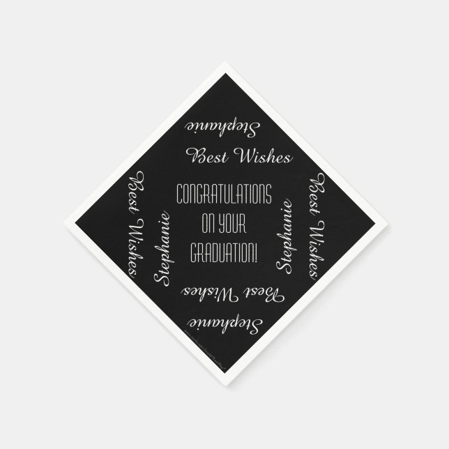 Schwarz-weißes Graduierungspapier mit wiederholten Serviette (Ecke)