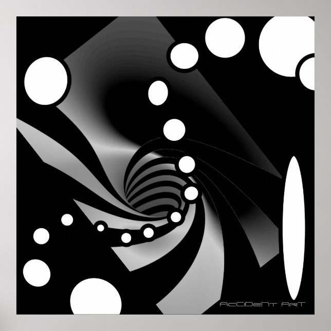 Schwarz-weißes grau geometrisches Abstract Design Poster (Vorne)