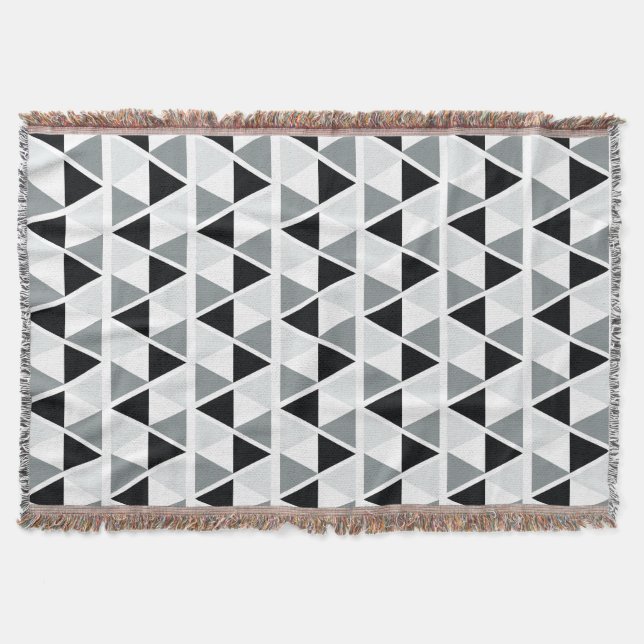 Schwarz-weißes graues geometrisches Muster Decke (Vorderseite)