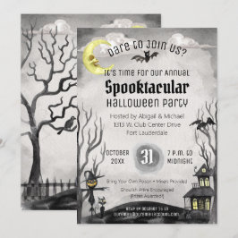 Schwarz-weißes graues Kostüm Party Spooky Hallowee Einladung