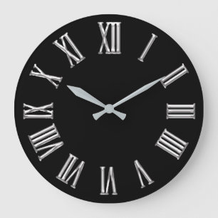 Schwarz-weißes graues Metallminimale silberne Große Wanduhr