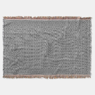 Schwarz-weißes griechisches Schlüssel-Muster Decke