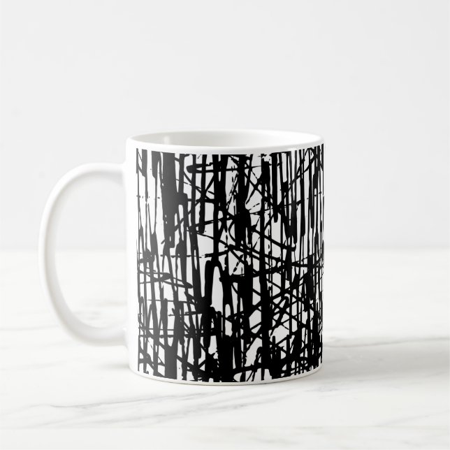 Schwarz-weißes Grunge Muster 11 oz. Kaffee-Tee-Tas Kaffeetasse (Links)