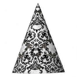 Schwarz-weißes Grungey Toile Partyhütchen