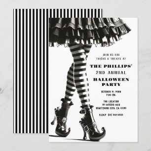 Schwarz-weißes Halloween Einladung