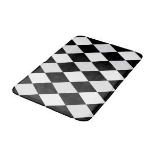 Schwarz-weißes Harlekin-Diamantmuster Badematte