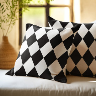 Schwarz-weißes Harlekin-Diamantmuster Kissen