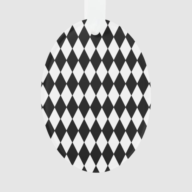 Schwarz-weißes Harlekin-Muster Ornament (Vorderseite)