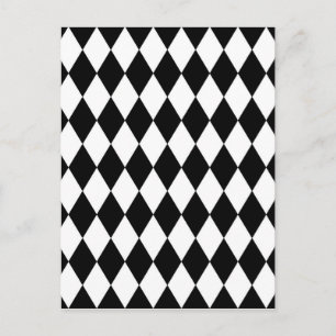 Schwarz-Weißes Harlekin-Muster Postkarte