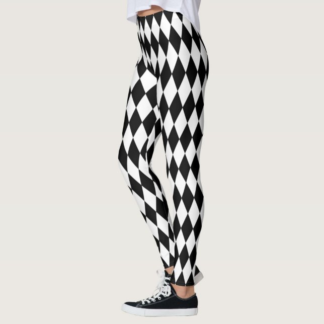 Schwarz-weißes Harlequin Diamonds-Musterdesign Leggings (Von Creator hochgeladen)