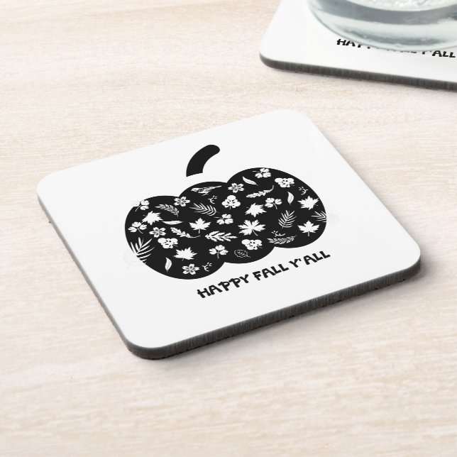 Schwarz-weißes Herbstdekor Getränkeuntersetzer (Linke Seite)