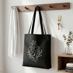 Schwarz-weißes Herz ästhetisches Shopping Tasche