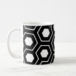 Schwarz-weißes Hexagon Honeycomb Geometrisches Mus Kaffeetasse