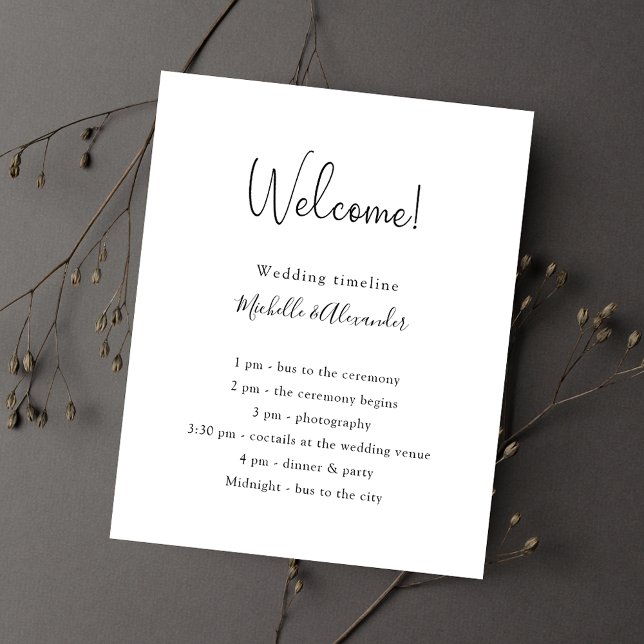 Schwarz-weißes Hochzeitsprogramm im Rahmen des Bud (Von Creator hochgeladen)