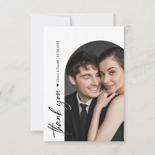 Schwarz-weißes Hochzeitsszenario Minimalistisch Ar Dankeskarte