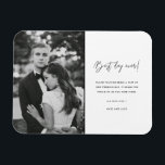Schwarz-weißes Hochzeitstag Foto Vielen Dank Magnet<br><div class="desc">Schwarz-Weiß-Design-Hochzeit "Best Day jemals" danke Ihnen Magnete mit Ihrem Lieblings-Hochzeitsfest Foto. Zeigen Sie Ihrer Familie und Ihren Freunden Ihre Wertschätzung für die Teilnahme an Ihrer Hochzeitsfeier mit einem maßgeschneiderten Foto Dankeschön Magnet,  wird es ein unvergesslicher Sake für die nächsten Jahre.</div>