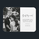 Schwarz-weißes Hochzeitstag Foto Vielen Dank Magnet<br><div class="desc">Schwarz-Weiß-Design-Hochzeit "Best Day jemals" danke Ihnen Magnete mit Ihrem Lieblings-Hochzeitsfest Foto. Zeigen Sie Ihrer Familie und Ihren Freunden Ihre Wertschätzung für die Teilnahme an Ihrer Hochzeitsfeier mit einem maßgeschneiderten Foto Dankeschön Magnet,  wird es ein unvergesslicher Sake für die nächsten Jahre.</div>