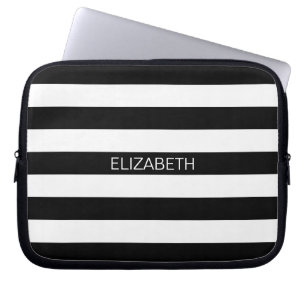Schwarz-weißes horizontales Preppy Laptopschutzhülle